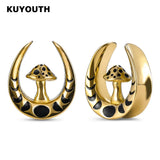 Stainless Steel Mushroom Ear Gauges Tunnels Plugs 2PCS