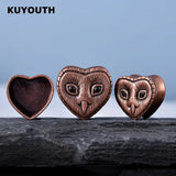 Copper Owl Face Heart Ear Tunnels Plugs Earring Gauges Body Jewelry