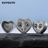 Copper Owl Face Heart Ear Tunnels Plugs Earring Gauges Body Jewelry