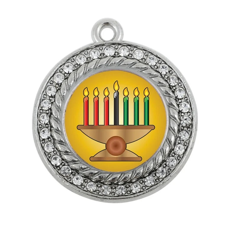 KWANZAA CIRCLE CHARM antique silver plated jewelry