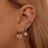 Silver Hoop Drop Dangle Earrings Zircon Butterfly Stud Party Jewelry