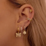 Silver Hoop Drop Dangle Earrings Zircon Butterfly Stud Party Jewelry