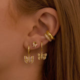 Silver Hoop Drop Dangle Earrings Zircon Butterfly Stud Party Jewelry
