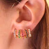 KYOUNUO Silver Filled Hoop Earrings CZ Zircon Women's Hoops Jewelry