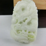 Hand Carved Dragon Pendant, Lan Tian Stone