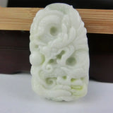 Hand Carved Dragon Pendant, Lan Tian Stone