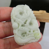 Hand Carved Dragon Pendant, Lan Tian Stone