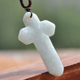 Natural Stone Cross Pendant Necklace on Rope