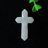 Natural Stone Cross Pendant Necklace on Rope