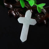 Natural Stone Cross Pendant Necklace on Rope