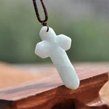 Natural Stone Cross Pendant Necklace on Rope