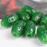 5 PCS Burma Green Stone Carved Passepartout DIY Good Luck
