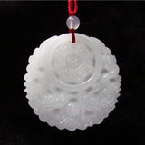 Antique Stone Dragon Pendant Necklace Rope