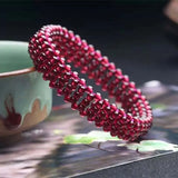 Hand-Woven Natural Garnet Crystal Bracelet - Women's Birthday Gift