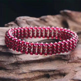 Hand-Woven Natural Garnet Crystal Bracelet - Women's Birthday Gift