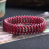 Hand-Woven Natural Garnet Crystal Bracelet - Women's Birthday Gift