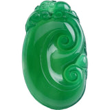 Hand-carved Green Stone Pendant Women Green Chalcedony Necklace