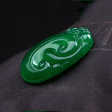 Hand-carved Green Stone Pendant Women Green Chalcedony Necklace