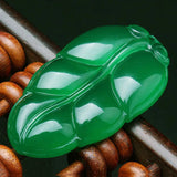 Hand-carved Green Stone Pendant Women Green Chalcedony Necklace