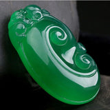 Hand-carved Green Stone Pendant Women Green Chalcedony Necklace