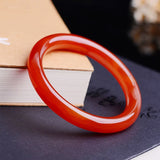 Brazil Natural Red Ma Nao Stone Round Bangle Bracelet Women's Jewelry