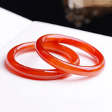 Brazil Natural Red Ma Nao Stone Round Bangle Bracelet Women's Jewelry