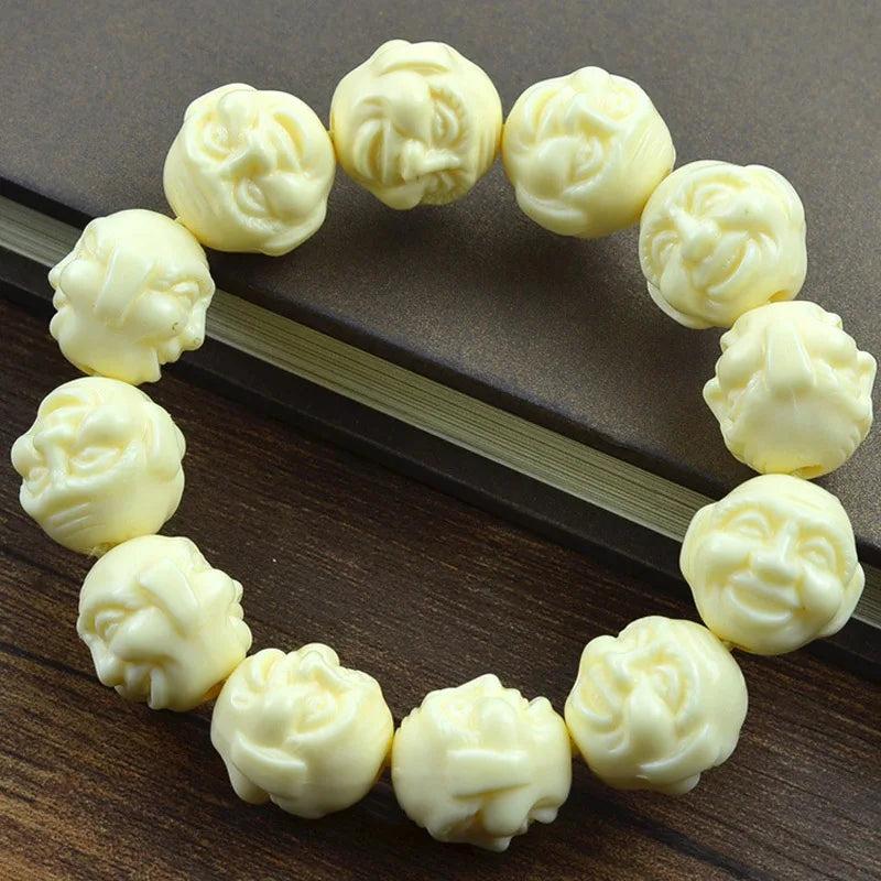 Buddha Beads Bracelet 17x19mm Buddha Face Ivory Men Lucky Bracelet