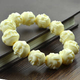 Buddha Beads Bracelet 17x19mm Buddha Face Ivory Men Lucky Bracelet
