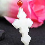 Hand Carved Afghanistan Stone Cross Pendant Necklace