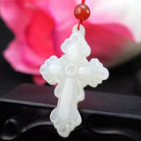 Hand Carved Afghanistan Stone Cross Pendant Necklace