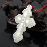 Hand Carved Afghanistan Stone Cross Pendant Necklace