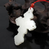 Hand Carved Afghanistan Stone Cross Pendant Necklace