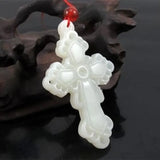 Hand Carved Afghanistan Stone Cross Pendant Necklace