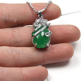 925 Sterling Silver Green Stone Pendant Necklace