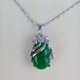 925 Sterling Silver Green Stone Pendant Necklace