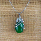 925 Sterling Silver Green Stone Pendant Necklace