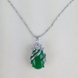 925 Sterling Silver Green Stone Pendant Necklace
