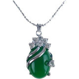 925 Sterling Silver Green Stone Pendant Necklace