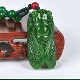 Green Stone Cicada Hand Carving Pendant