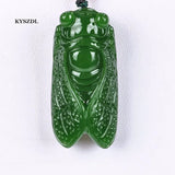 Green Stone Cicada Hand Carving Pendant