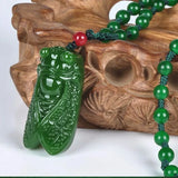 Green Stone Cicada Hand Carving Pendant
