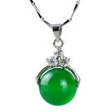 Natural Green Round Beads Pendant Necklace Women Jewelry
