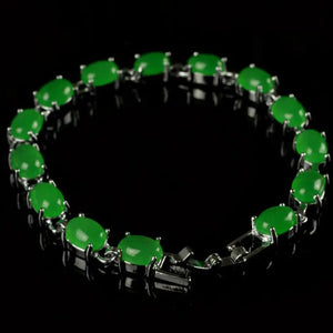 Green Stone Inlay Bracelet for Women Two Color Options