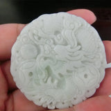 Chinese Lantian Stone Pendant Money Dragon Necklace