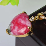 Peach Heart Pendant Natural Stone Necklace Jewelry