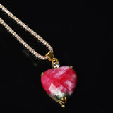Peach Heart Pendant Natural Stone Necklace Jewelry