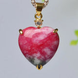 Peach Heart Pendant Natural Stone Necklace Jewelry