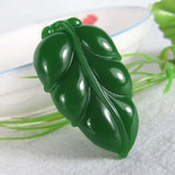 Natural Hetian Stone Pendant Leaves Yushu Prosperity Flourishes