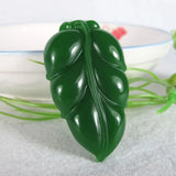 Natural Hetian Stone Pendant Leaves Yushu Prosperity Flourishes