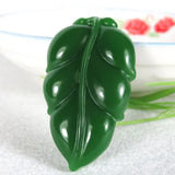 Natural Hetian Stone Pendant Leaves Yushu Prosperity Flourishes